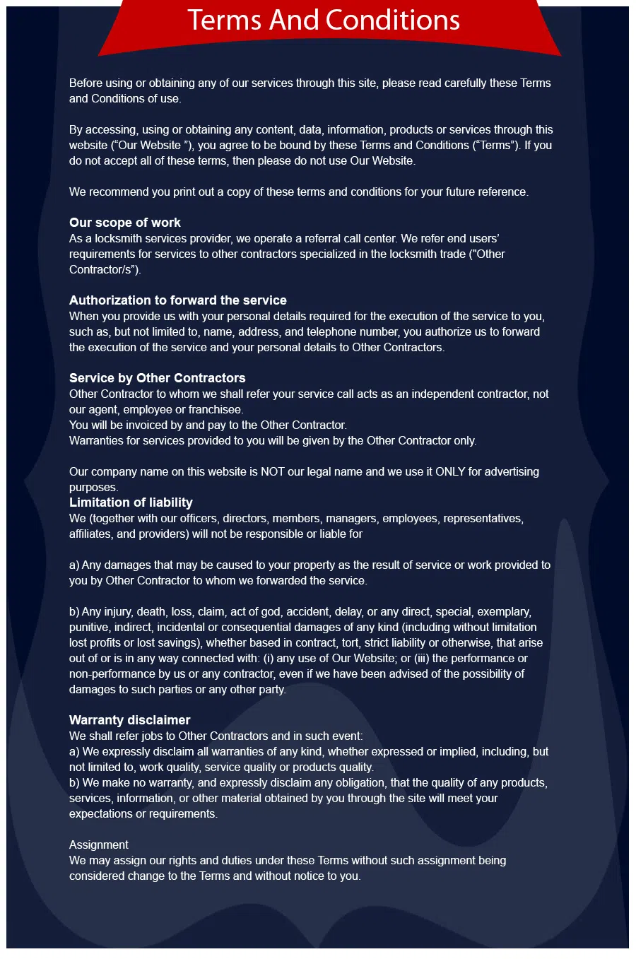 Windsor Locksmith Store Windsor, CT 860-359-9168 - TermsAndConditions-3